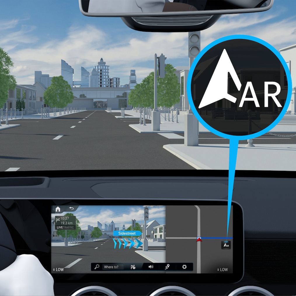How Digital Extra: MBUX Augmented Reality for Navigation works in the Mercedes-Benz GLB.
