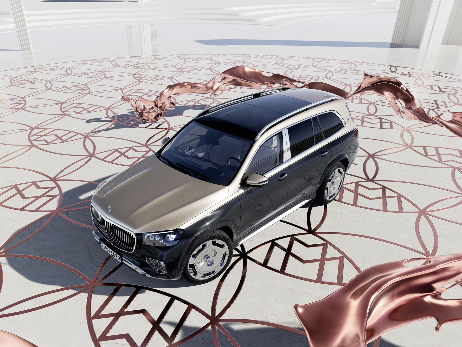 GLS SUV | Trademark | Mercedes-Maybach Top view of the Mercedes-Maybach GLS SUV.