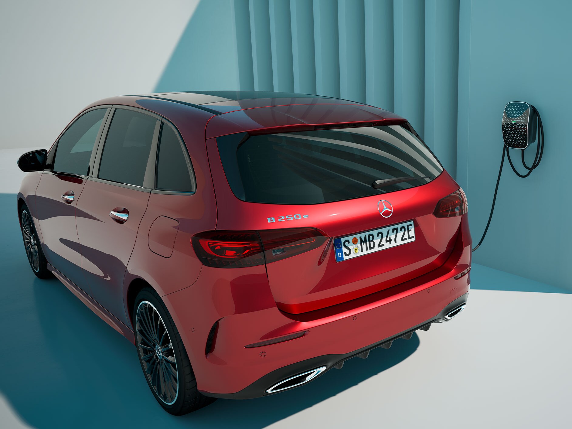 Angled rear view of the Mercedes-Benz A-Class.