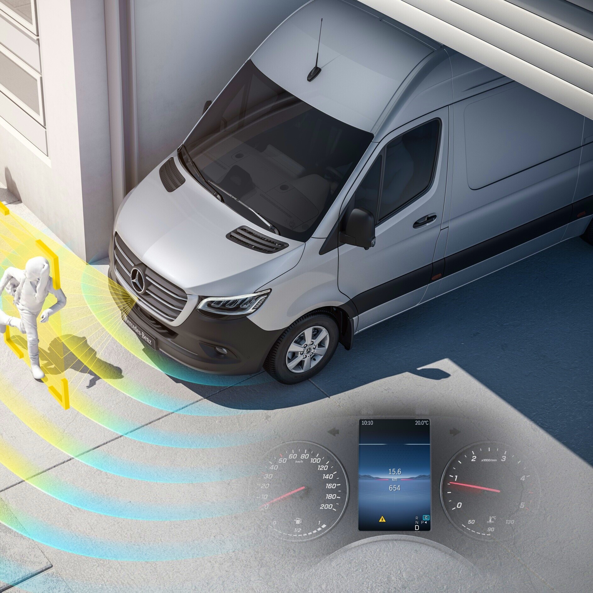 Moving-off Information Assist System (MOIS) | eSprinter Panel Van | Mercedes-Benz The Moving-off Information Assist System (MOIS) for the Mercedes-Benz eSprinter Panel Van.